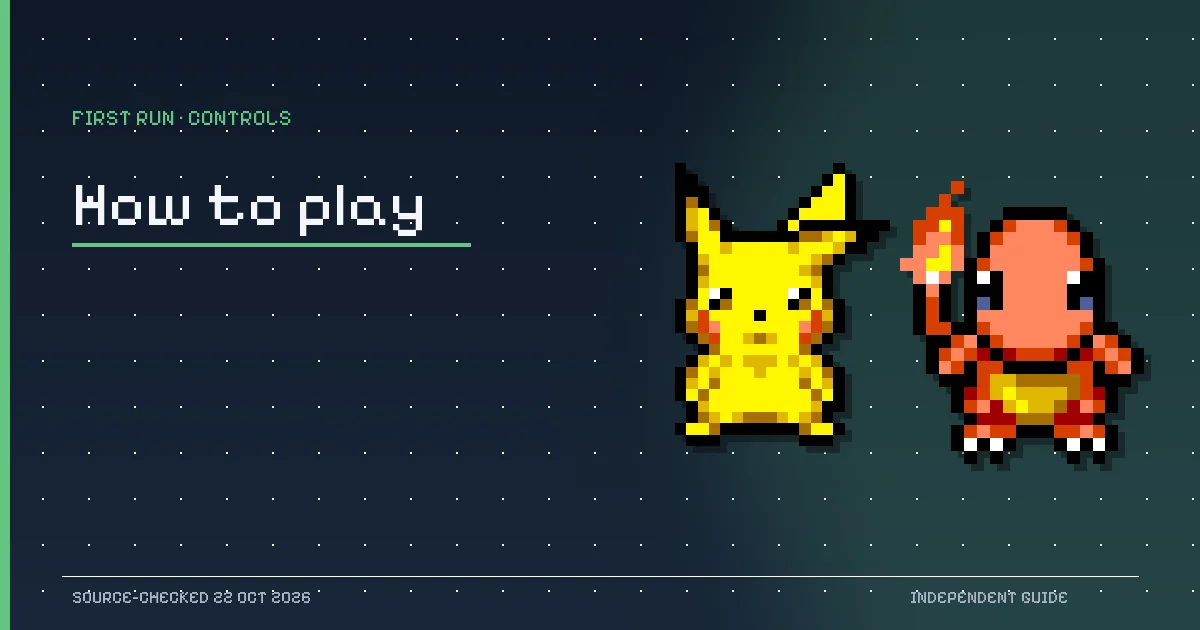 Pikachu and Charmander pixel sprites from PokeSurvivor illustrating a first run in the how-to-play guide.