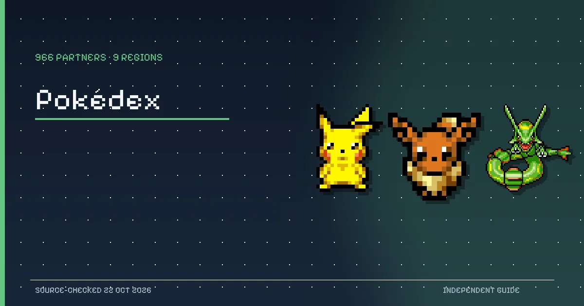 Pikachu, Eevee and Rayquaza pixel sprites from PokeSurvivor illustrating the full Pokédex guide.